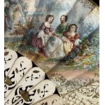 Neoclassical figure fan in display case