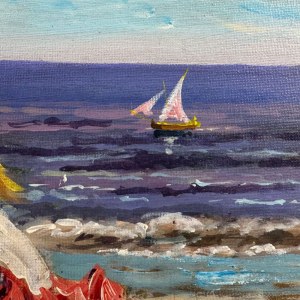 UNIDENTIFIED SIGNATURE, Children playing by the sea