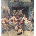 Giuseppe Aureli, The Inn with Figures - Giuseppe Aureli (1858 - 1929)