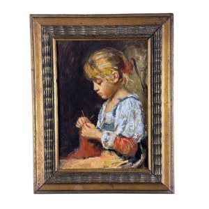 ANONIMO, Portrait of a girl sewing