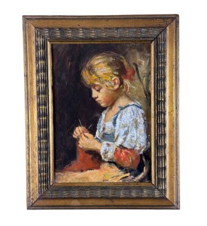 ANONIMO, Portrait of a girl sewing
