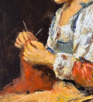 ANONIMO, Portrait of a girl sewing