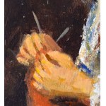ANONIMO, Portrait of a girl sewing