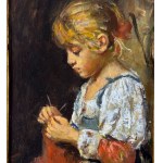 ANONIMO, Portrait of a girl sewing