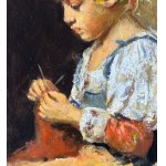 ANONIMO, Portrait of a girl sewing