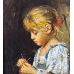 ANONIMO, Portrait of a girl sewing