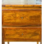 Pair of walnut veneered bedside tables in Louis XVI style