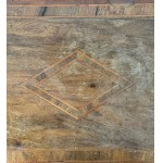 Pair of walnut veneered bedside tables in Louis XVI style