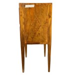 Pair of walnut veneered bedside tables in Louis XVI style