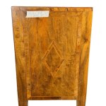 Pair of walnut veneered bedside tables in Louis XVI style