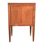 Pair of walnut veneered bedside tables in Louis XVI style