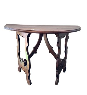 Solid walnut demilune table