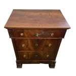 Three-drawer walnut veneered small chest with solid top