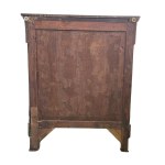 Three-drawer walnut veneered small chest with solid top