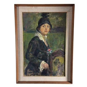 ANONIMO, Portrait of an elegant woman in a garden