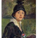 ANONIMO, Portrait of an elegant woman in a garden