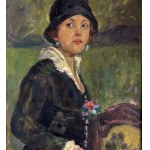 ANONIMO, Portrait of an elegant woman in a garden