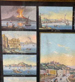 ANONIMO, 17 paintings grouped on a single sheet depicting places in Naples