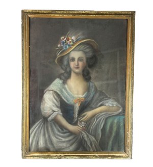 ANONIMO, Portrait of a young woman with a hat