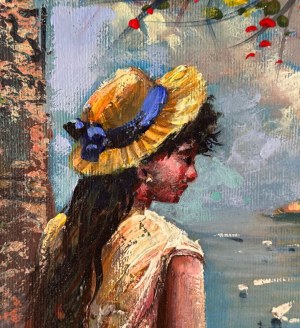 Marino Faliero, View of the Amalfi coast with a female figure - Marino Faliero