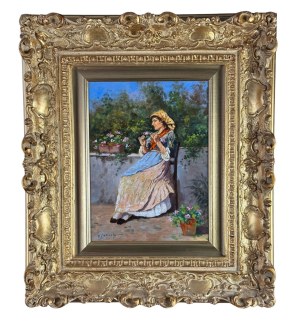 VINCENZO LARICCHIA, Woman on a terrace - VINCENZO LARICCHIA
