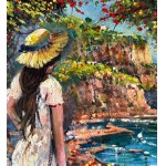 Marino Faliero, View of the Amalfi coast with a female figure - Marino Faliero