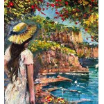 Marino Faliero, View of the Amalfi coast with a female figure - Marino Faliero
