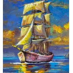 UNIDENTIFIED ARTIST, Coastal view with a boat at sunset