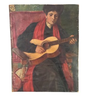 E. Notte, Seated Woman with Guitar - E. Notte