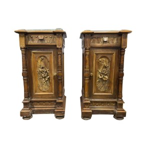 Pair of solid walnut bedside tables