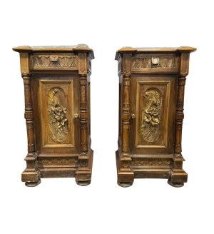 Pair of solid walnut bedside tables