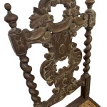 Set of 4 carved wood dining chairs
