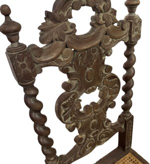 Set of 4 carved wood dining chairs