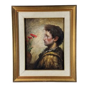 ANONIMO, Portrait of a young man and flowers