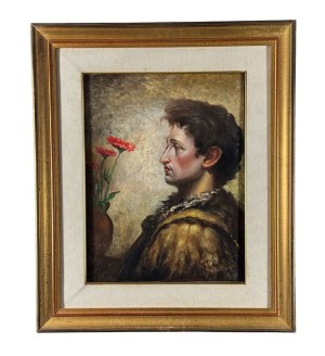 ANONIMO, Portrait of a young man and flowers
