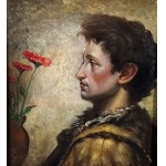 ANONIMO, Portrait of a young man and flowers