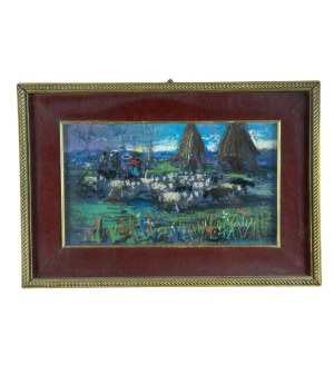 R.CARIGNANI, Landscape with a flock - R. CARIGNANI