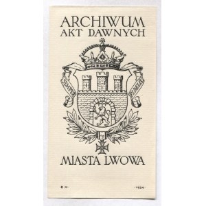 Ekslibris R. Mękickiego dla Archiwum Akt Dawnych m. Lwowa. 1934.
