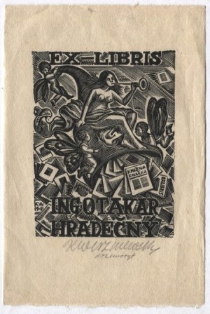 The exlibris of K. Vishnevsky for I.  Hradečny. 1941.
