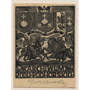 Ekslibris K. Wiszniewskiego dla archiwum Podhorskich. 1943.