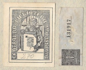 Ekslibris of S. Bienkowski for the Central Military Bibl. Military, (1919?).