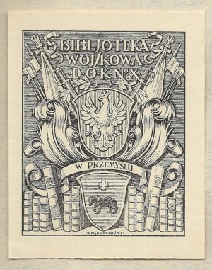 Ex-libris of R. Mękicki for the Military Bibljoteka Wojskowa D.O.K. N-o X in Przemyśl, 1922.