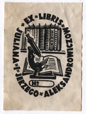 An ex-libris by S. Dretler-Flin for J. and J. Aleksandrowicz.