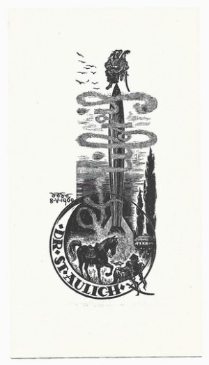 Ex-libris by W. Waśkowski for S. Aulich, 1960.