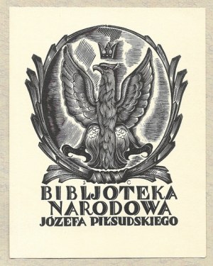 Ex-libris of S. Ostoi-Chrostowski for Bibliot. Jozef Pilsudski National Library, 1934,.