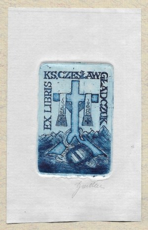 An ex-libris by T. Szumarski for Rev. Czeslaw Gladchuk.