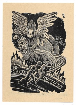 S. Mrozevsky's 1942 ex-libris for O. Hradečny.