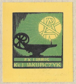 The ex-libris of S. Jakubowski for Rev. J. Jakubczyk, pre-1975.