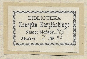 [KARPIŃSKI Henryk]. The library of Henryk Karpinski.