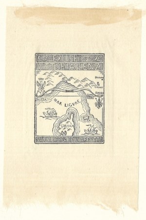 The exlibris of S. Tyszkiewicz for his wife V. Lenzi (larger version)